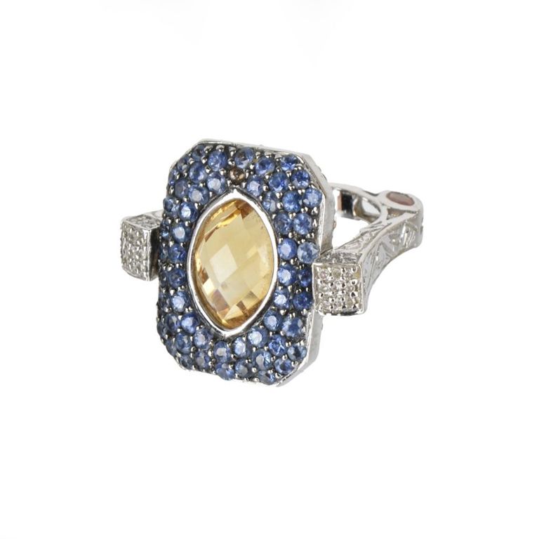14k White and Pink Gold Сolored Gemstone Ring