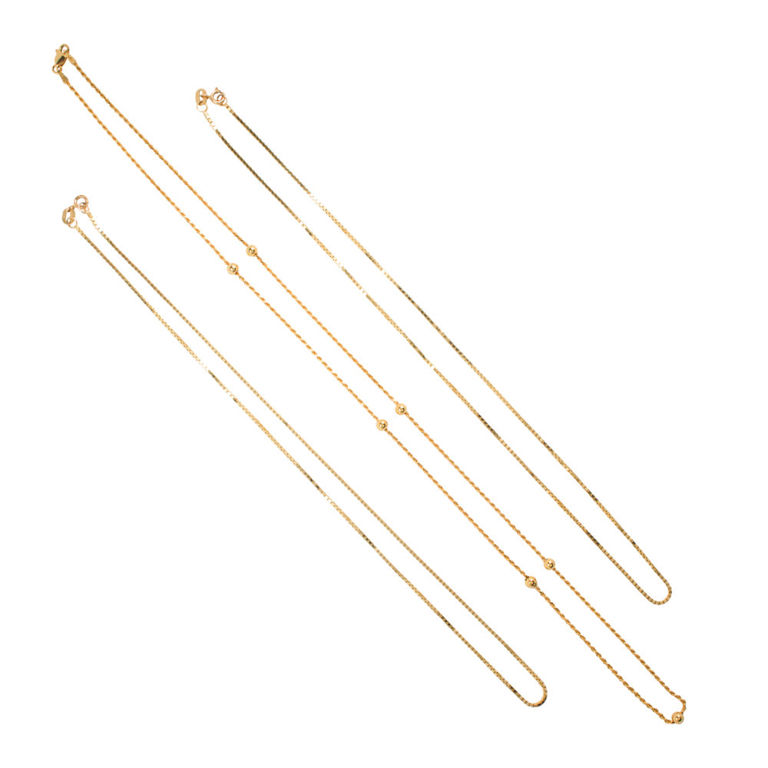 Three 18k Gold Chain Necklaces