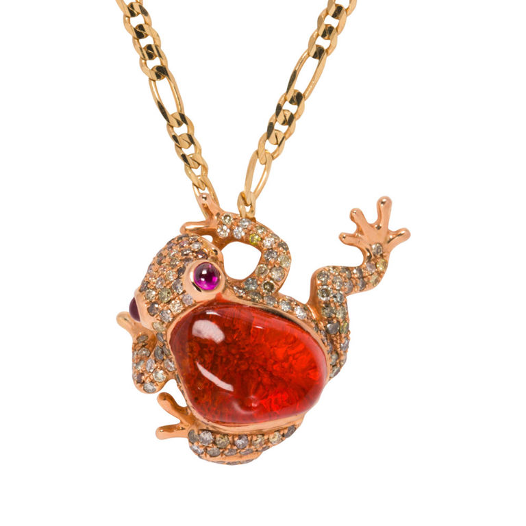 18k Gold Frog Pendant Necklace