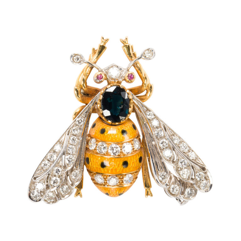 18k Bi-Color Gold Bee Brooch