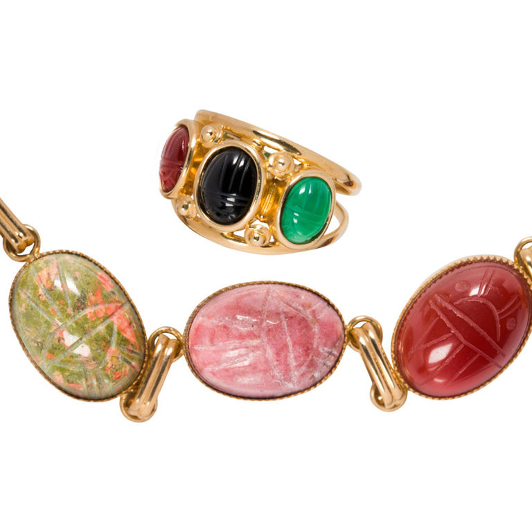 14k Gold Scarab Bracelet and Ring