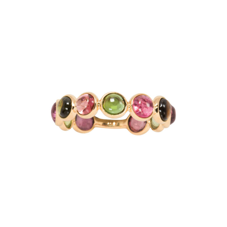 18k Gold and Multi-Color Tourmaline Ring