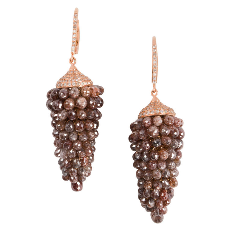 18k Rose Gold Diamond and Colored Diamond Earrings