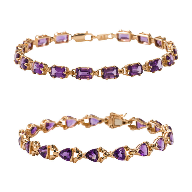 14k Gold Amethyst Bracelets