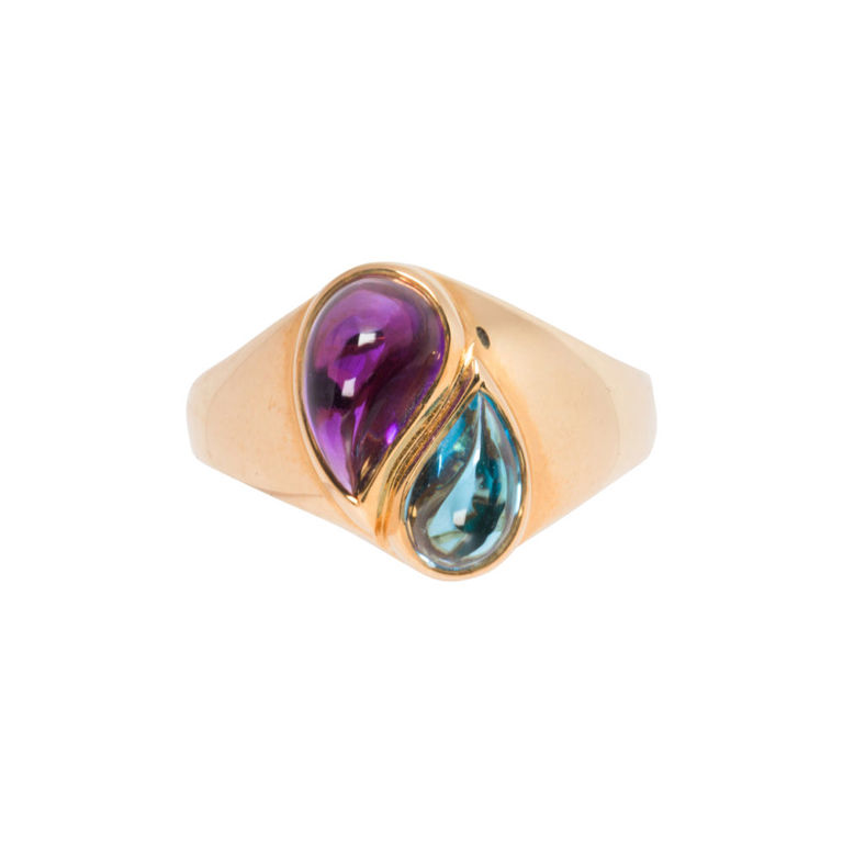 14k Gold Amethyst and Topaz Ring