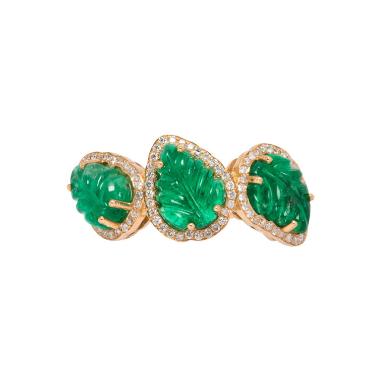 18k Gold Emerald and Diamond Ring