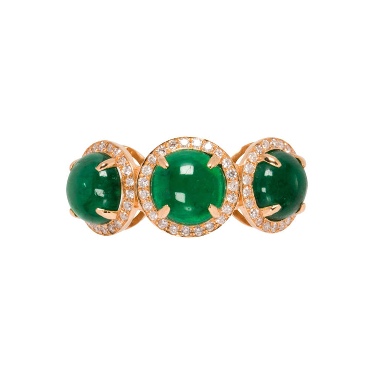 18k Gold Emerald and Diamond Ring