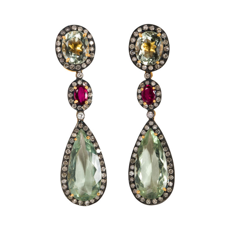 14k Gold Gem-Set Earrings