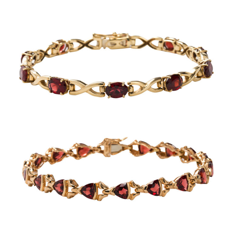 14k Gold Garnet Bracelets