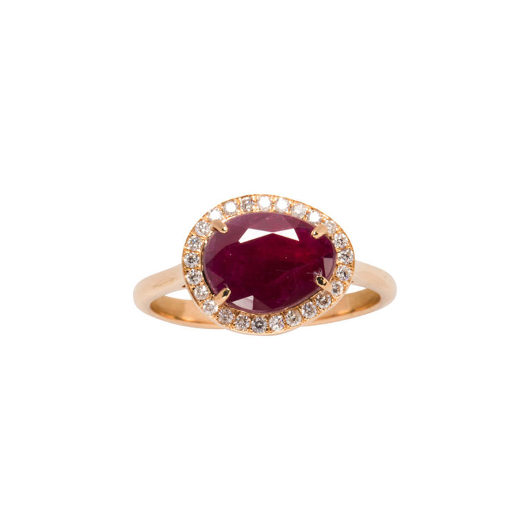 18k Gold Ruby and Diamond Ring