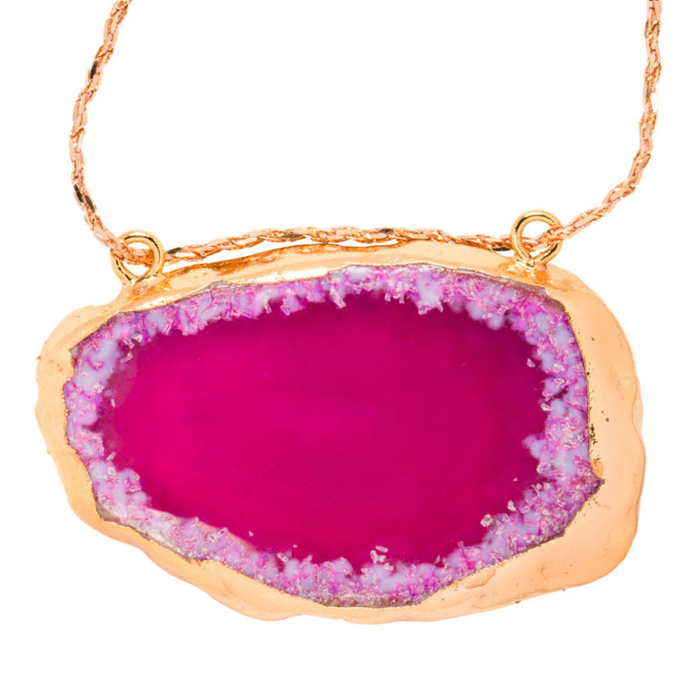 18k Gold Geode Pendant with Chain