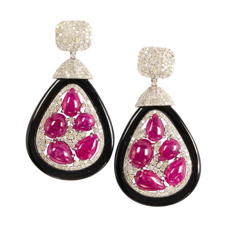 14k Gold Ruby and Diamond Earrings