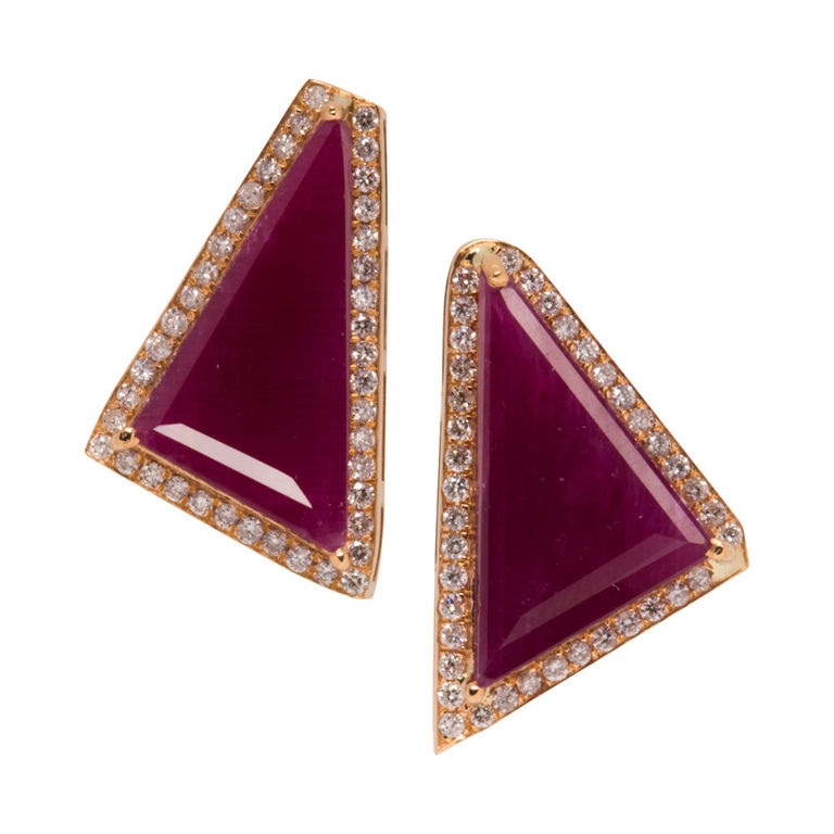 18k Gold Ruby and Diamond Earrings