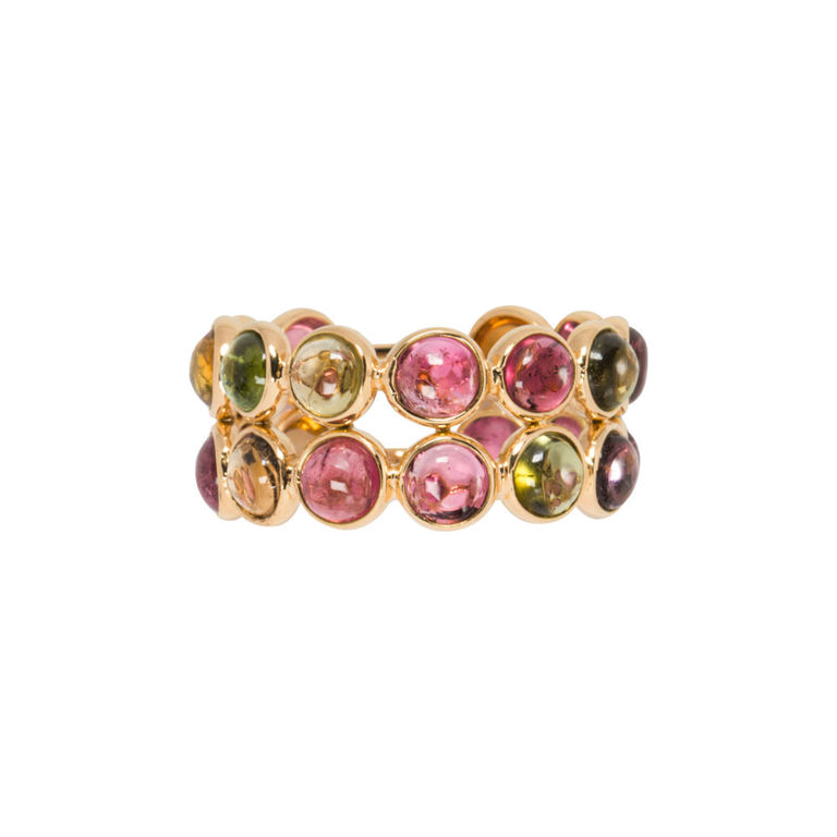 18k Gold Multi-Color Tourmaline Ring