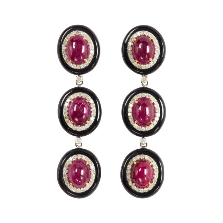 14k Gold Ruby and Diamond Earrings