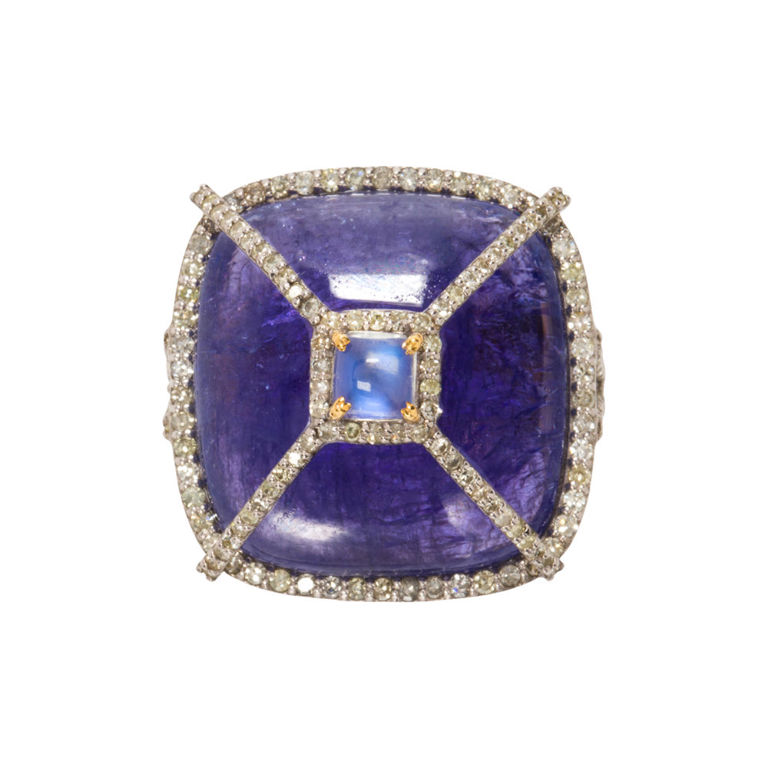 14k Gold Tanzanite and Moonstone Ring