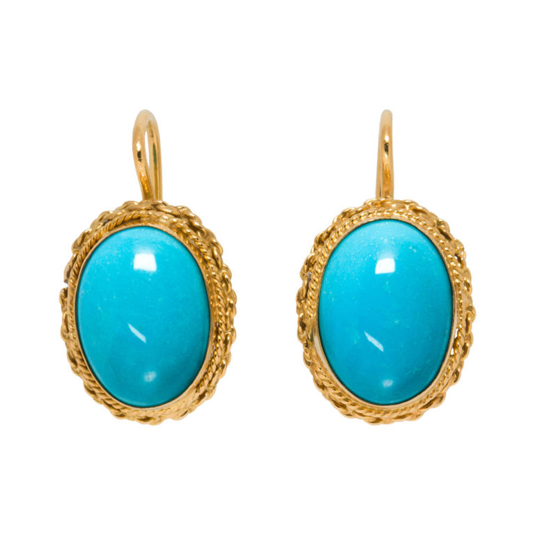 18k Gold Turquoise Earrings