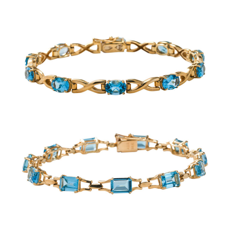 14k Gold Blue Topaz Bracelets