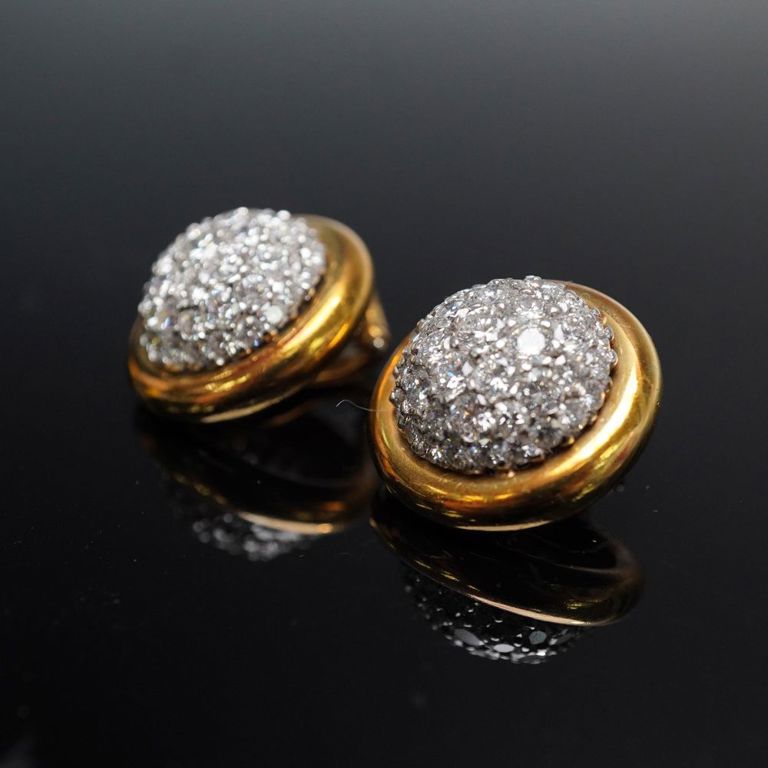 18k Yellow Gold Diamond Clip Earrings