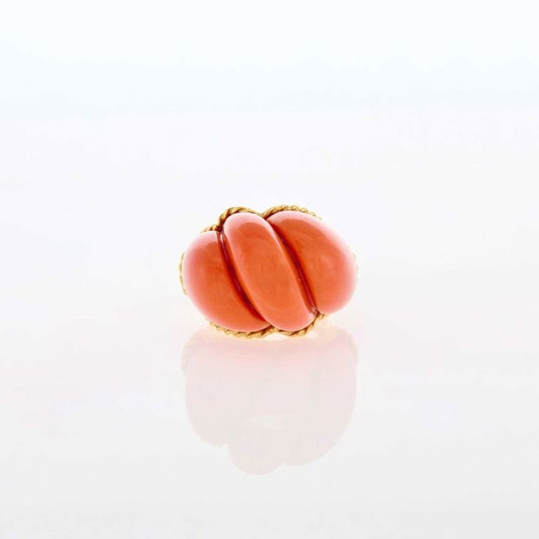 Gold Carved Coral Ring