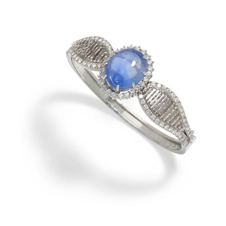18k White Gold Sapphire and Diamond Bracelet