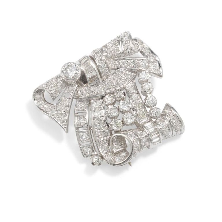Platinum Diamond Clip Brooch
