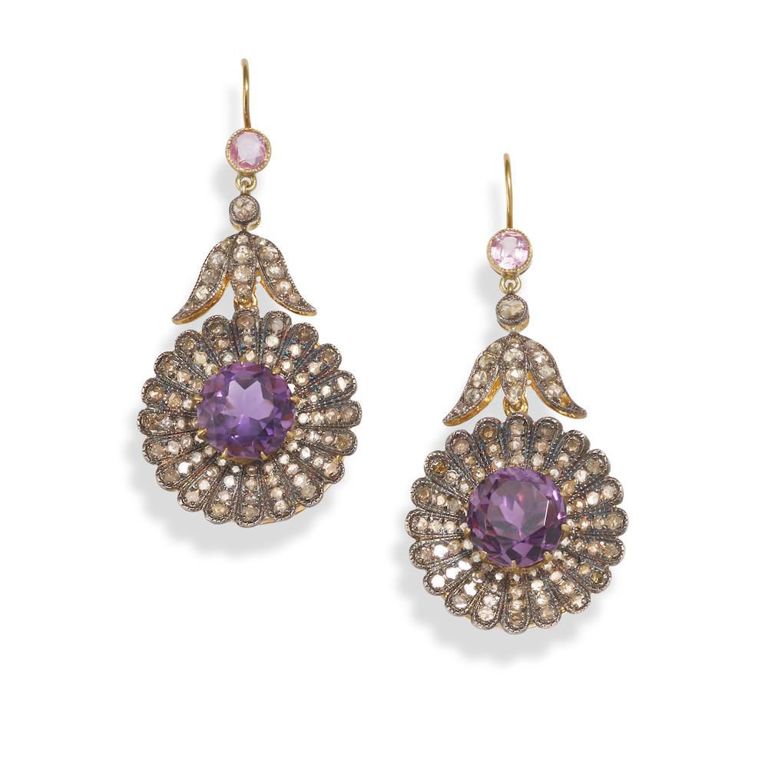 Amethyst and Diamond Earrings