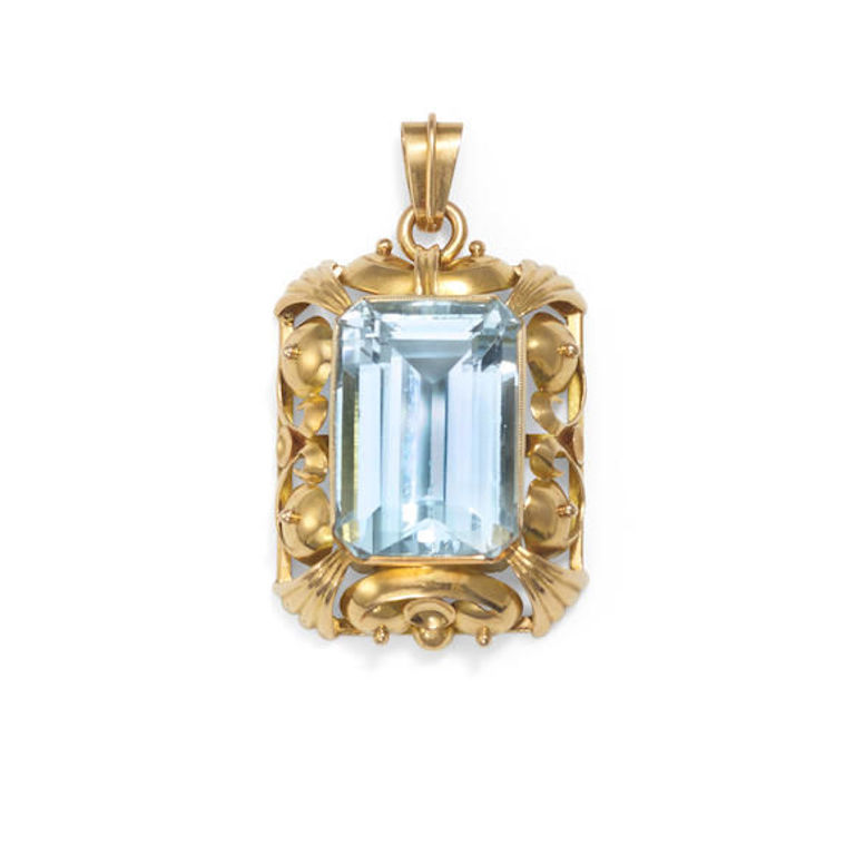 18k Rose Gold Aquamarine Pendant