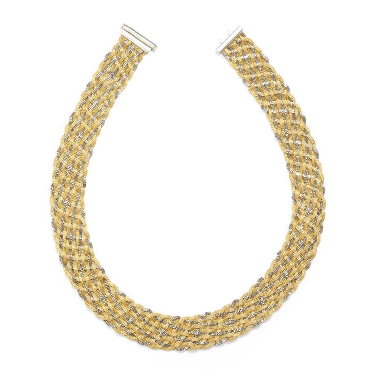 18k Bi-Color Gold Woven Necklace