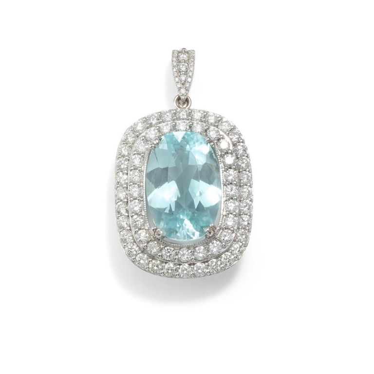 Paraiba Tourmaline and Diamond Pendant