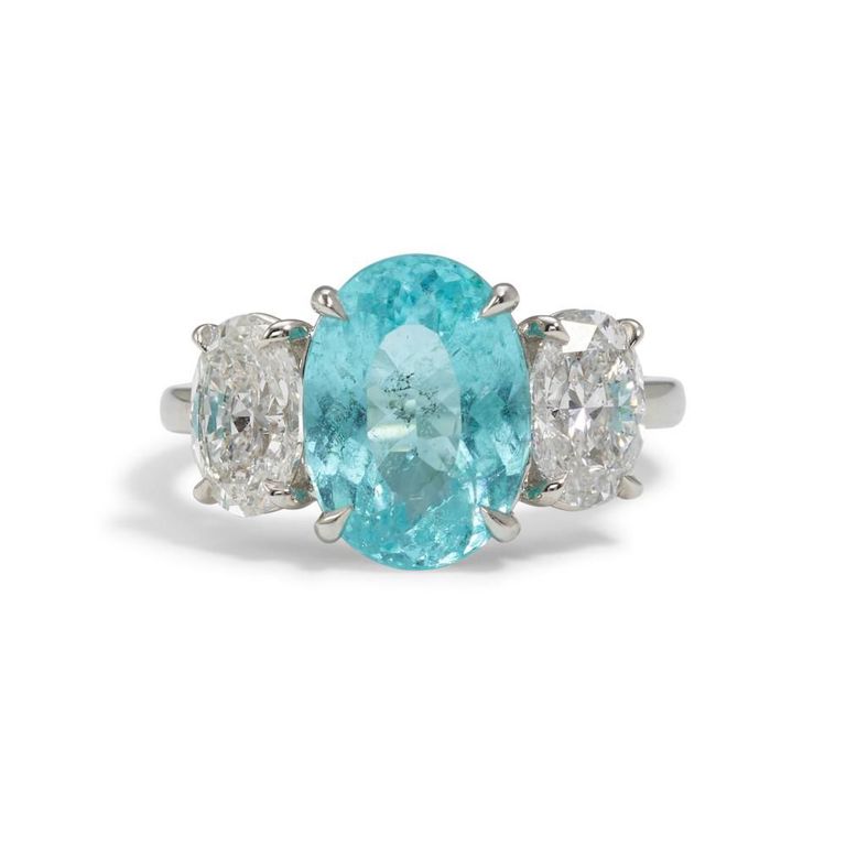Platinum Paraiba Tourmaline and Diamond Ring