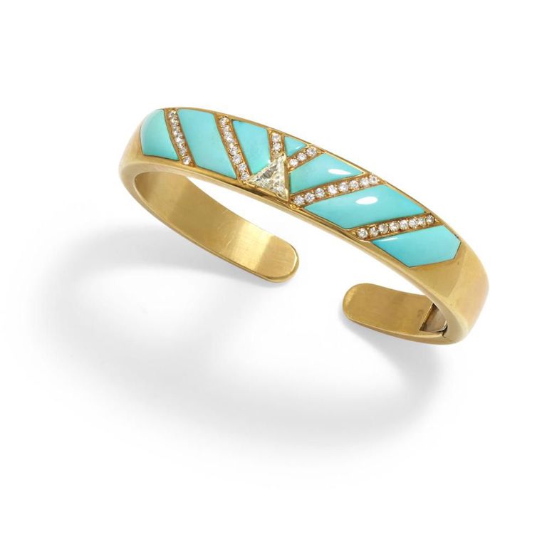 18k Gold Turquoise and Diamond Bracelet