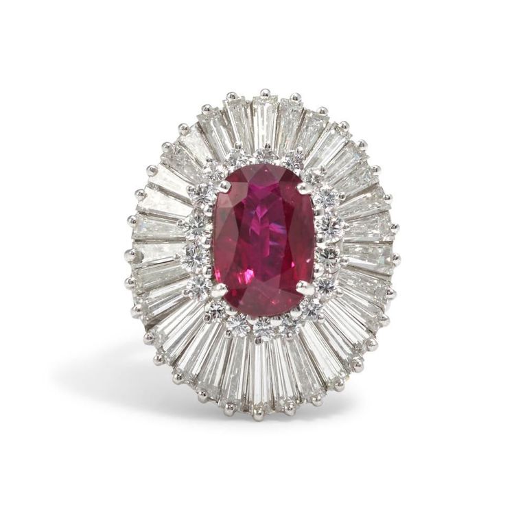 Platinum Ruby and Diamond Ring
