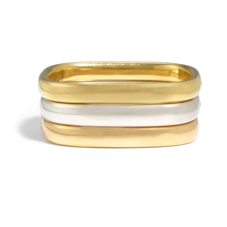 18k Tri-Color Gold Hinged Bangle Bracelets