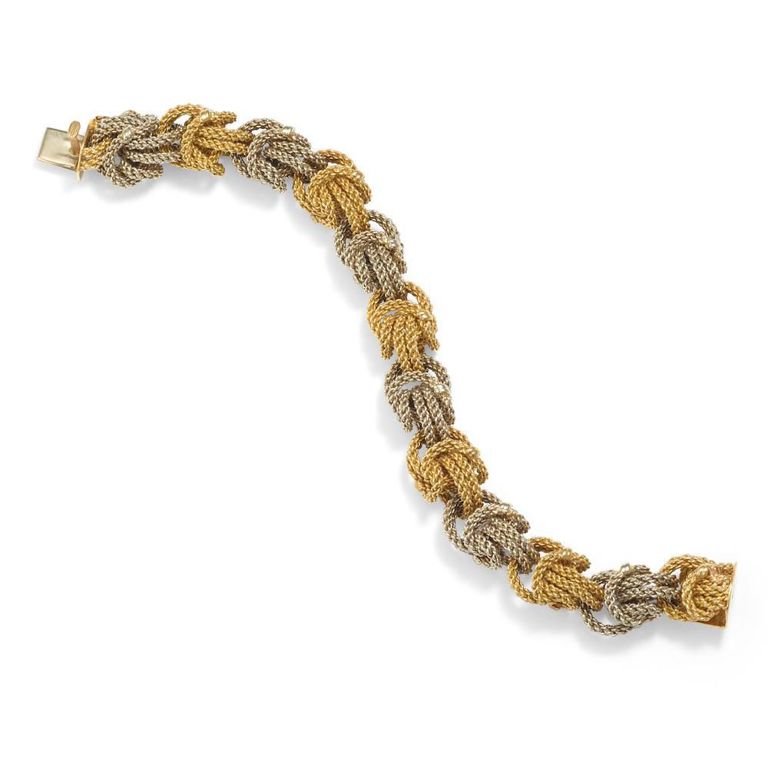 18k Bi-Color Gold Rope Link Bracelet