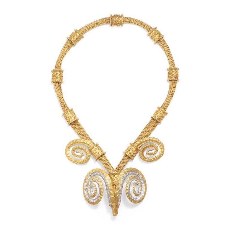 18k Bi-Color Gold Diamond and Ruby Necklace