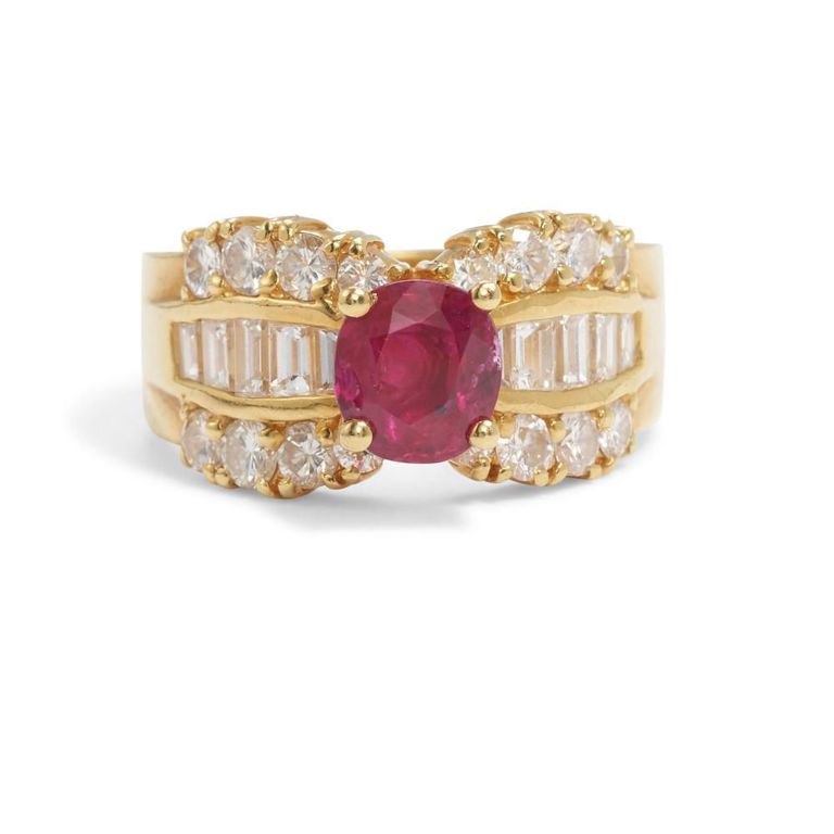 18k Gold Ruby and Diamond Ring