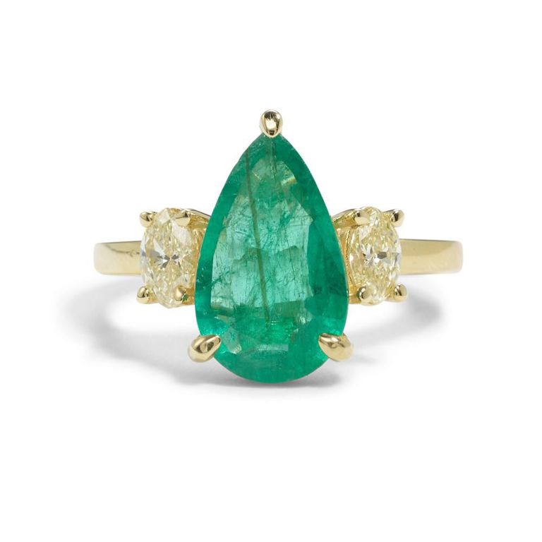 18k Gold Emerald and Diamond Ring