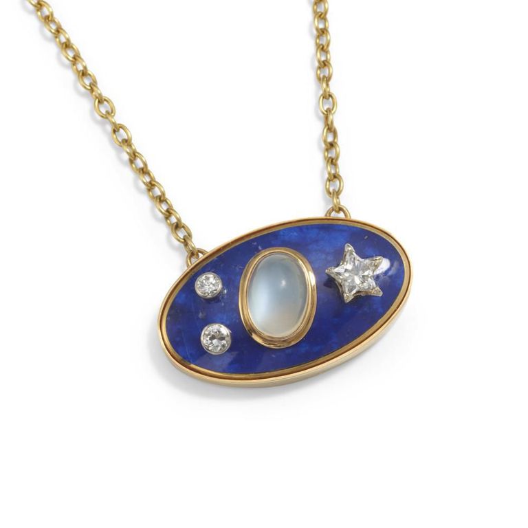 18k Gold Gem-set Pendant Necklace
