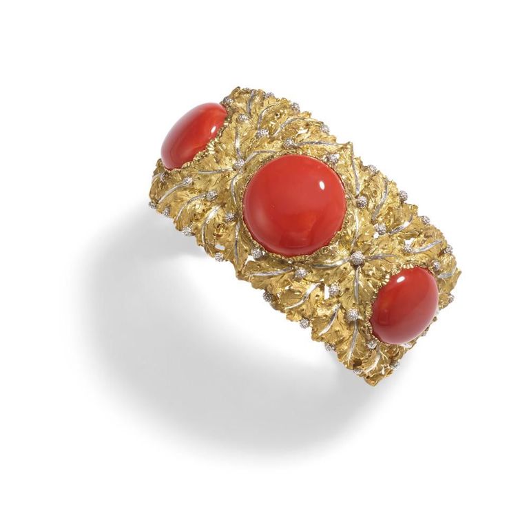 18k Bi-Color Gold Coral Bracelet