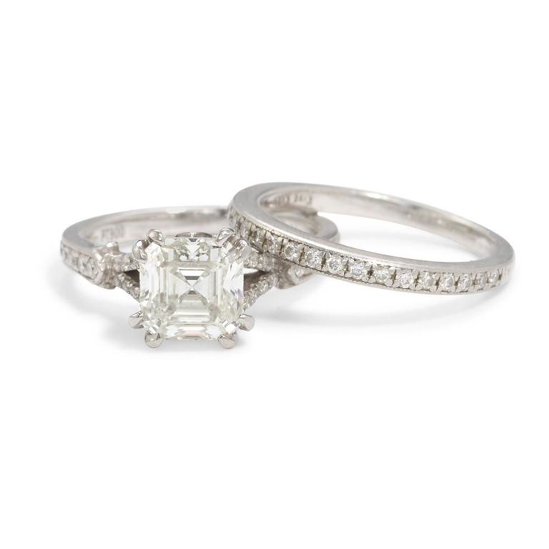 Platinum Diamond Ring and Band Set