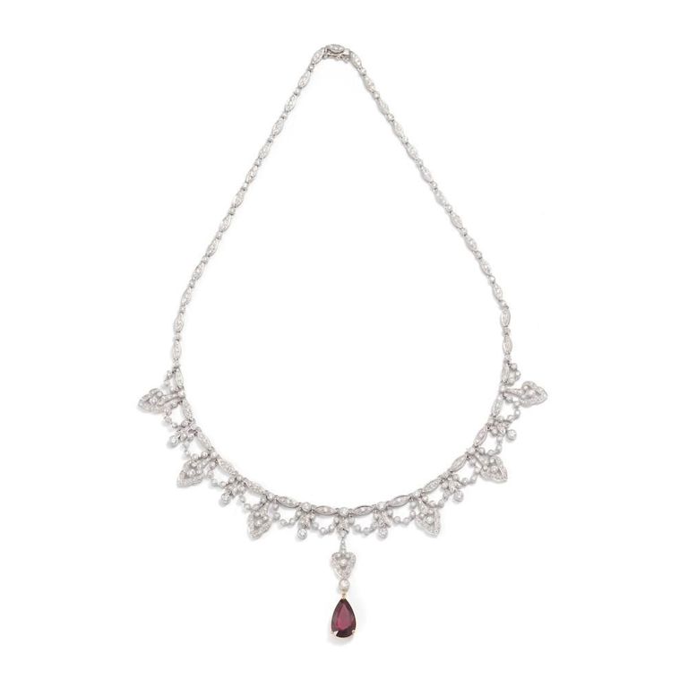 18k Bi-Color Gold Ruby and Diamond Necklace