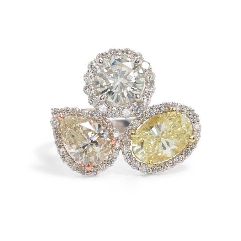 18k Tri-Color Gold Colored Diamond Ring