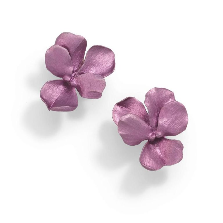 18k gold 18k Gold and Aluminum Pansy Earclips