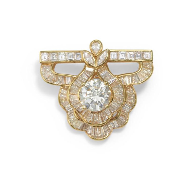 18k Gold Diamond Pendant-Brooch