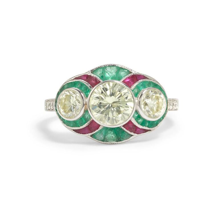 18k White Gold Gem-set and Diamond Ring