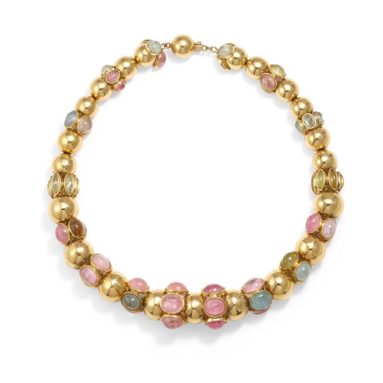 18k Gold Multi-Color Tourmaline Necklace