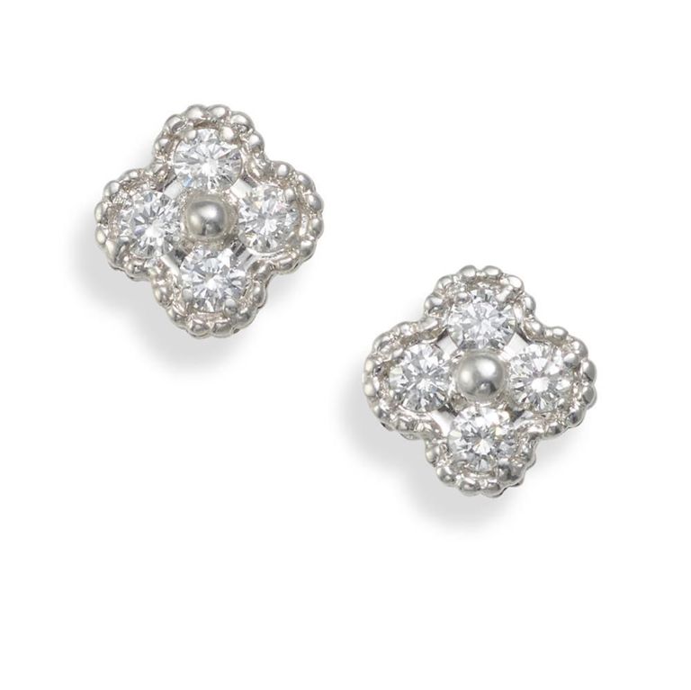 18k White Gold Diamond 'Sweet Alhambra' Earrings