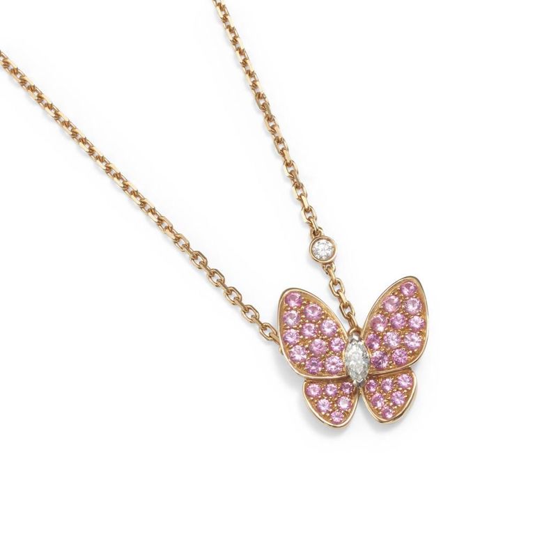 Pink Sapphire and Diamond Pendant Necklace
