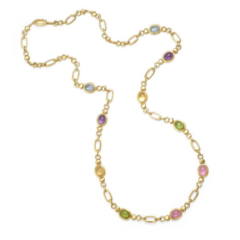 18k Gold Multi-Gemstone Necklace